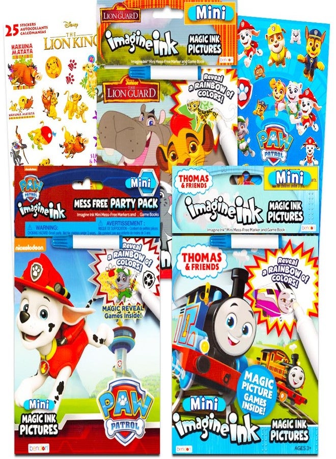 Imagine Ink Coloring Book Set for Toddlers Kids - 3 Magic Ink Books Featuring Paw Patrol, Thomas the Train, Lion Guard with Invisible Ink Pens and Stickers (Mess Free Coloring) - Image 1